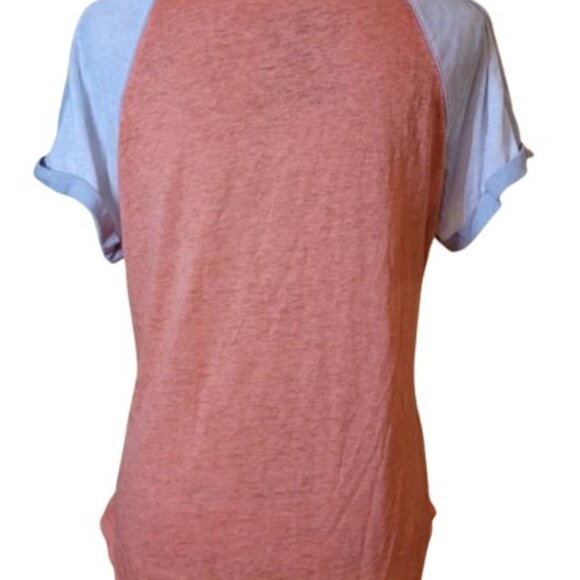 Bobbie Brooks Large Tie Up, V-neck, Short Sleeve, Salmon colored, Blouse - Picture 2 of 2